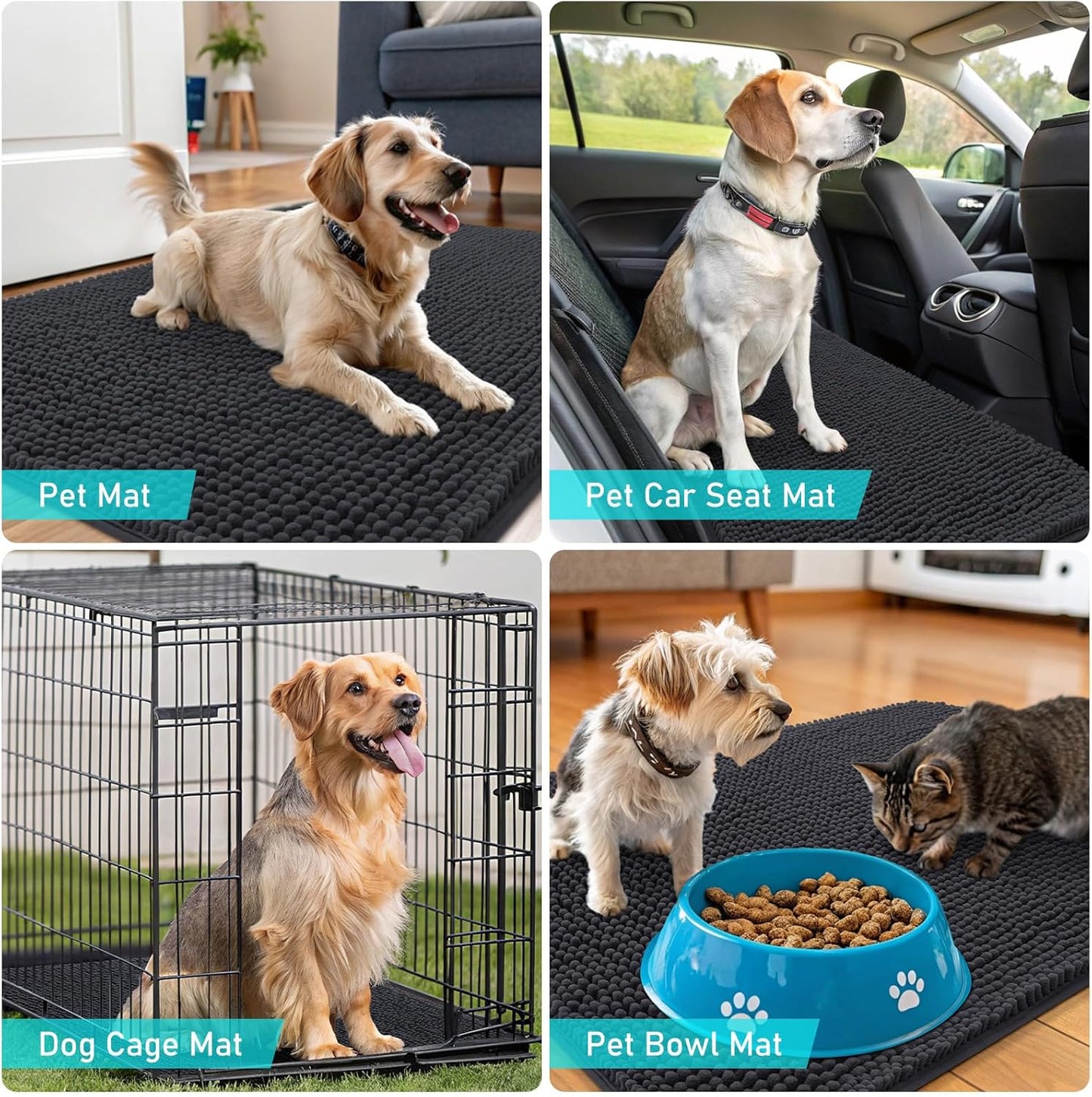 OLANLY Dog Door Mat - Absorbent Non-Slip Mud Mat for Indoor Use | Quick Dry Chenille, 59x35, Dark Grey