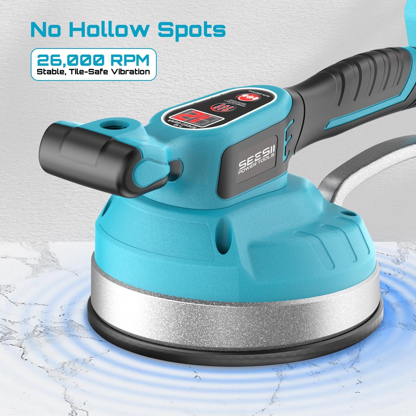 SEESII Tile Vibration Tool 160mm: Vibration Leveling Machine 10-Hours Long Lasting, Tile Vibrator With 12 Speeds For Laying Floor Wall Larger Tiles(6"X6" - 48"X48"), Tile Installers DIYer (KP-160B)