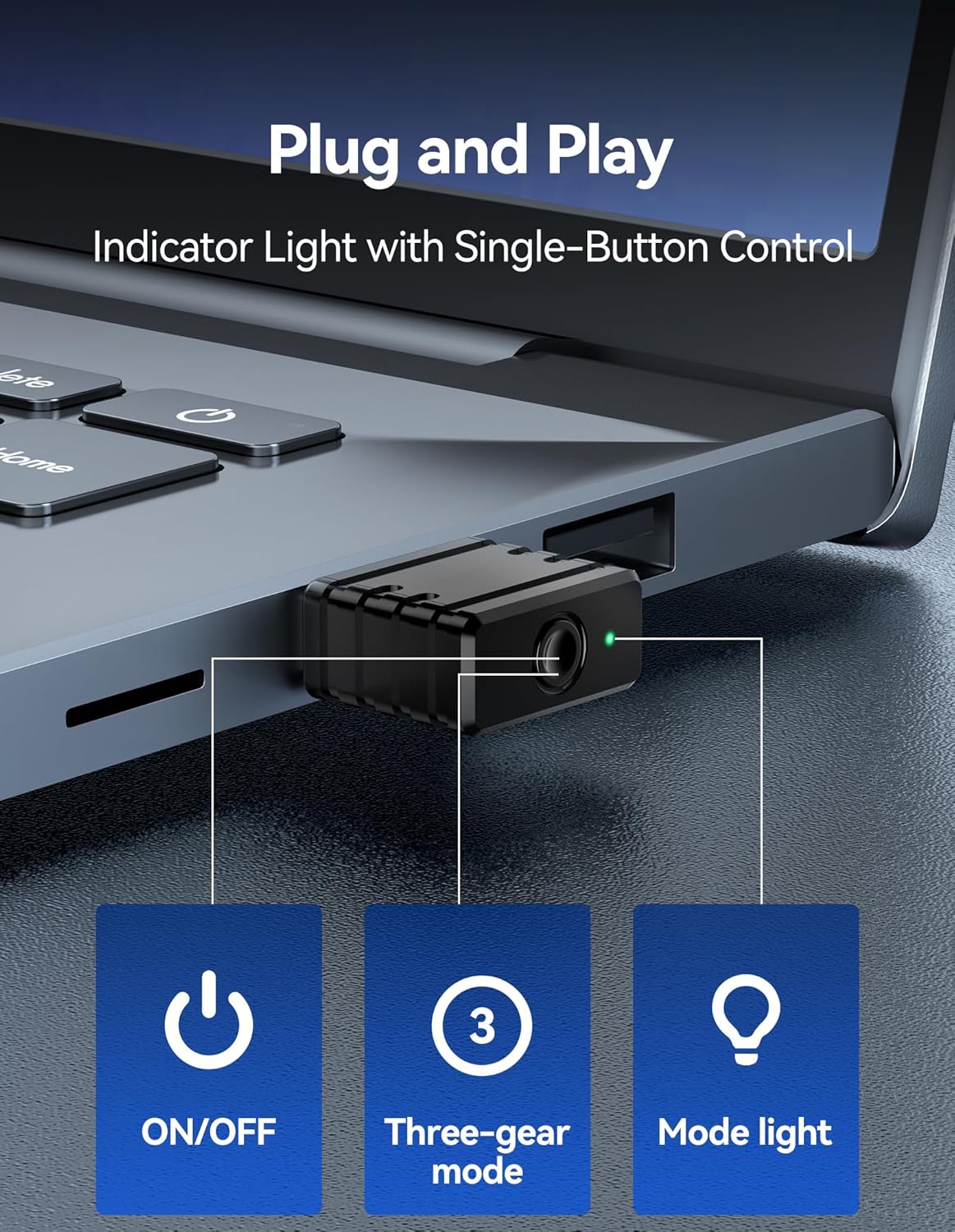 TECKNET 3 Mouse Jiggler Undetectable USB Mover Device with Modes, Color LED Indicator, Plug & Play to Keep PC Laptop