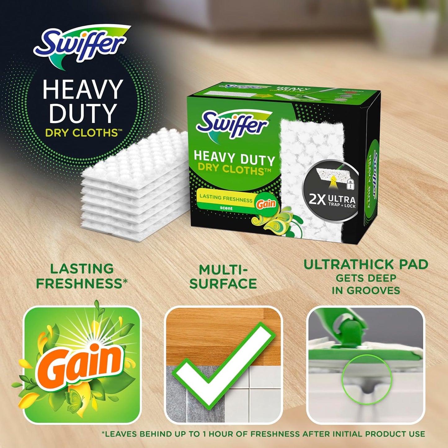 Swiffer Sweep + Mop Dry Pads Refill - Heavy Duty Multi-Surface Floor Cleaner Wipes | 40 Count