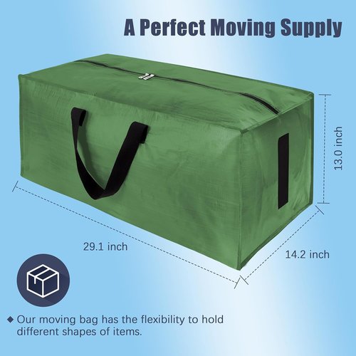 HOMESURE Large Water-Resistant Moving Bags - 8 Pack Heavy Duty Storage Totes with Zippers & Handles | Olive Green
