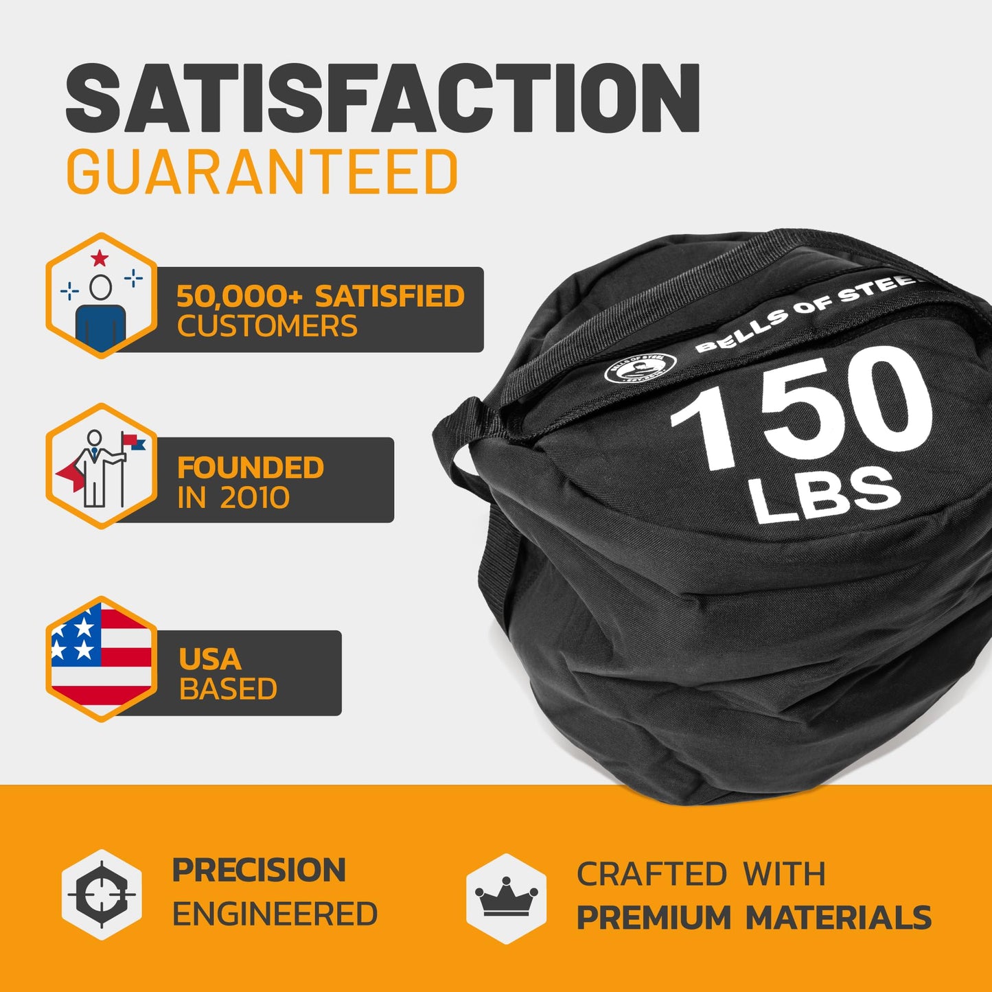 Strongman Sandbag for Working Out [Bells of Steel] Fitness Sand Bag Sacks, Commercial and Home Gym Sand Bags for Weight Training with Handles for Workout - 50 lb