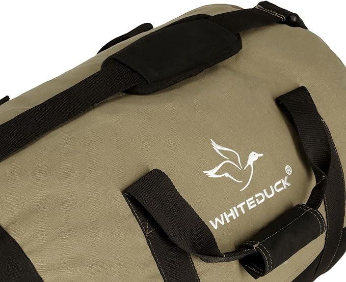 WHITEDUCK Heavy Duty Canvas Duffel Bag for Men and Women - Foldable Military Army Style Duffel Bag, with Full Length Zipper- Outdoors, Travel, Gym & Storage