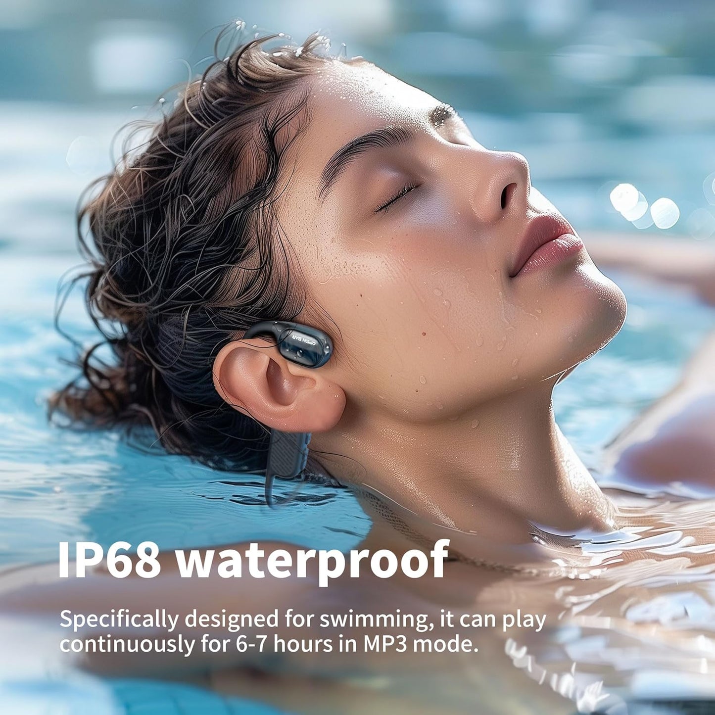 flymory Swimming IPX8 32GB MP3 8 Headset Earbuds Bone Conduction Wireless Bluetooth Headphones Waterproof Underwater