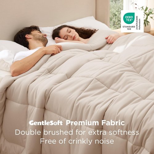 Bedsure Comforter Duvet Insert - Oversized King Size All-Season Down Alternative Bedding | GentleSoft, Beige 116 x 98 Inches