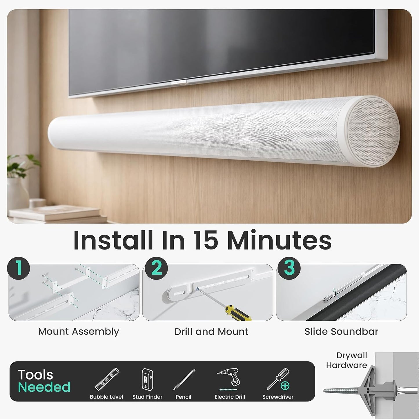 ynVISION.DESIGN Soundbar Wall Mount compatible with Sonos Arc Ultra and Sonos Arc - Includes All Hardware and Anchors