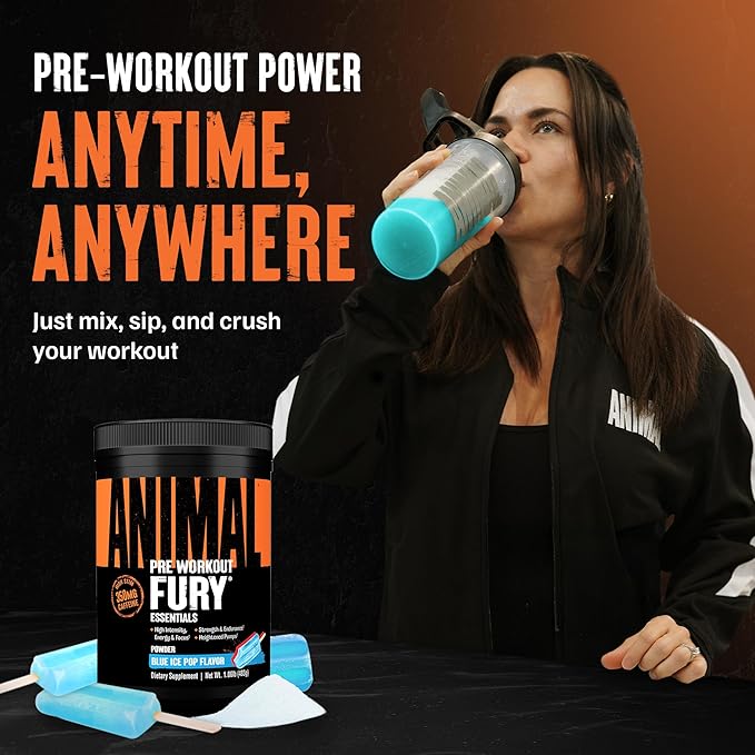 Animal Fury Pre Workout Powder ??Blue Ice Pop, 350mg Caffeine, BCAA Amino Acids, 2g Beta Alanine, Citrulline & Tyrosine, Energy, Focus, Strength, Endurance, Preworkout for Men & Women, 30 Servings