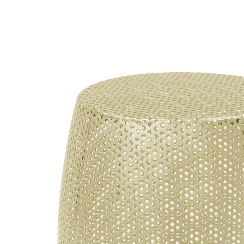 Christopher Knight Home Fairmo Indoor Accent Table, Lace Cut Hollow Side Tables, Round Drum Coffee End Table, Metal Decorative Stool Tables for Living Room Bedroom Home Decor, Gold