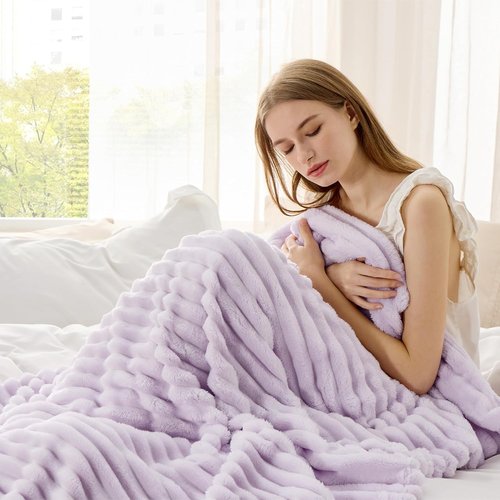 Bedsure GentleSoft Throw Blanket - Cozy Lavender Fog Design, Perfect for Couch, 50x70 Inches