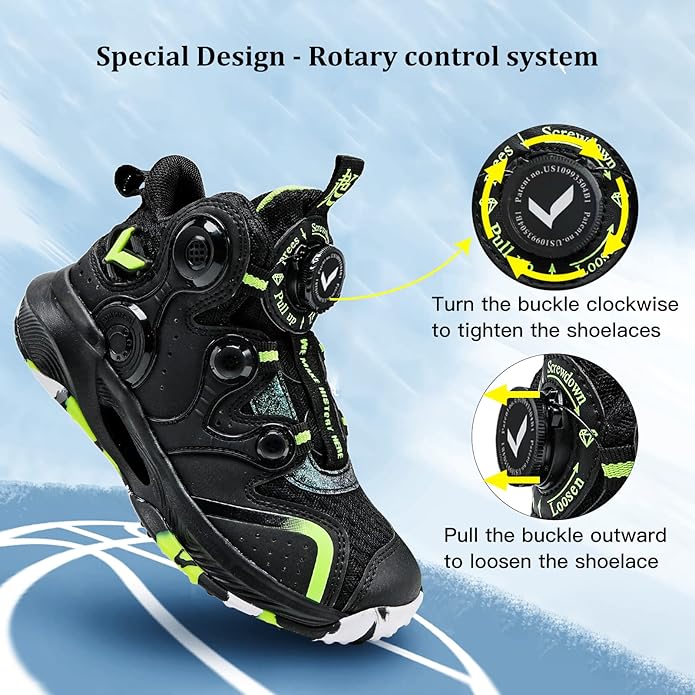 VITUOFLY Kids Basketball Shoes Boys Air Cushion Sneakers Girls Mid Top School Hoops Shoes Non-Slip Outdoor Sports Running Gym Comfortable Durable Little Kid/Big Kid