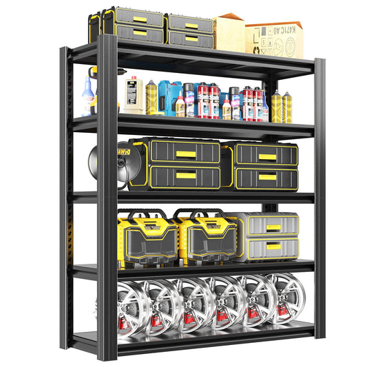 OPTYMIRA 5 Tier Metal Garage Shelving Units and Storage,78" H*48" W*18" D Heavy Duty Shelves Adjustable,2000lbs Load-Bearing,Utility Racks Industrial Steel Shelf for Warehouse Basement Shop