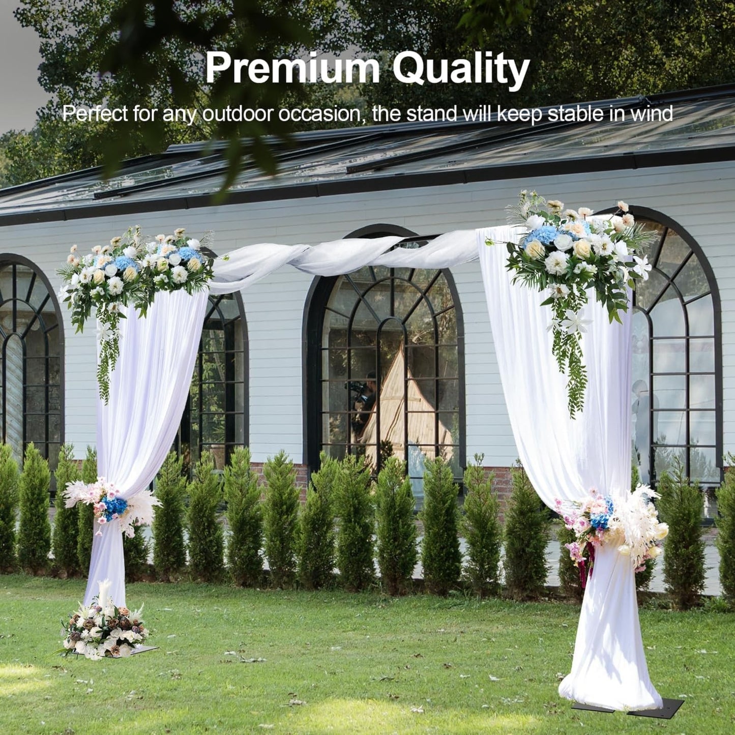 EMART Heavy Duty Backdrop Stand for Parties, 10x10 ft Pipe and Drape Adjustable Back Drop Stand Kit with Flat Base, Sturdy Photo Background Frame Diy Pole for Flower Wall Wedding Curtain