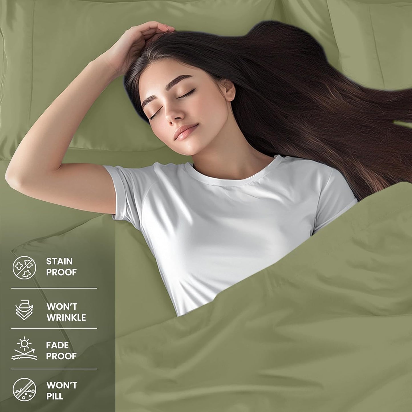Utopia Bedding Queen Size Sheet Set - Soft, Breathable Microfiber in Olive | 4-Piece with Fitted & Flat Sheets, 2 Pillowcases