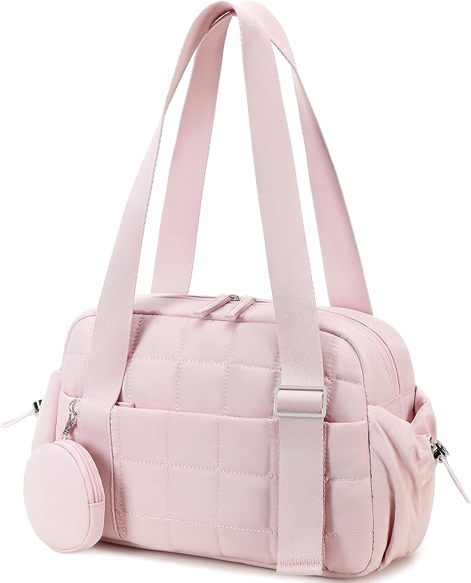 CAMTOP Mini Gym Bag for Women, Small Gym Tote Bag Puffy Quilted Sports Duffel Bag with Wet Compartment and Coin Purse Duffel Bags Dance Yoga Workout Bag