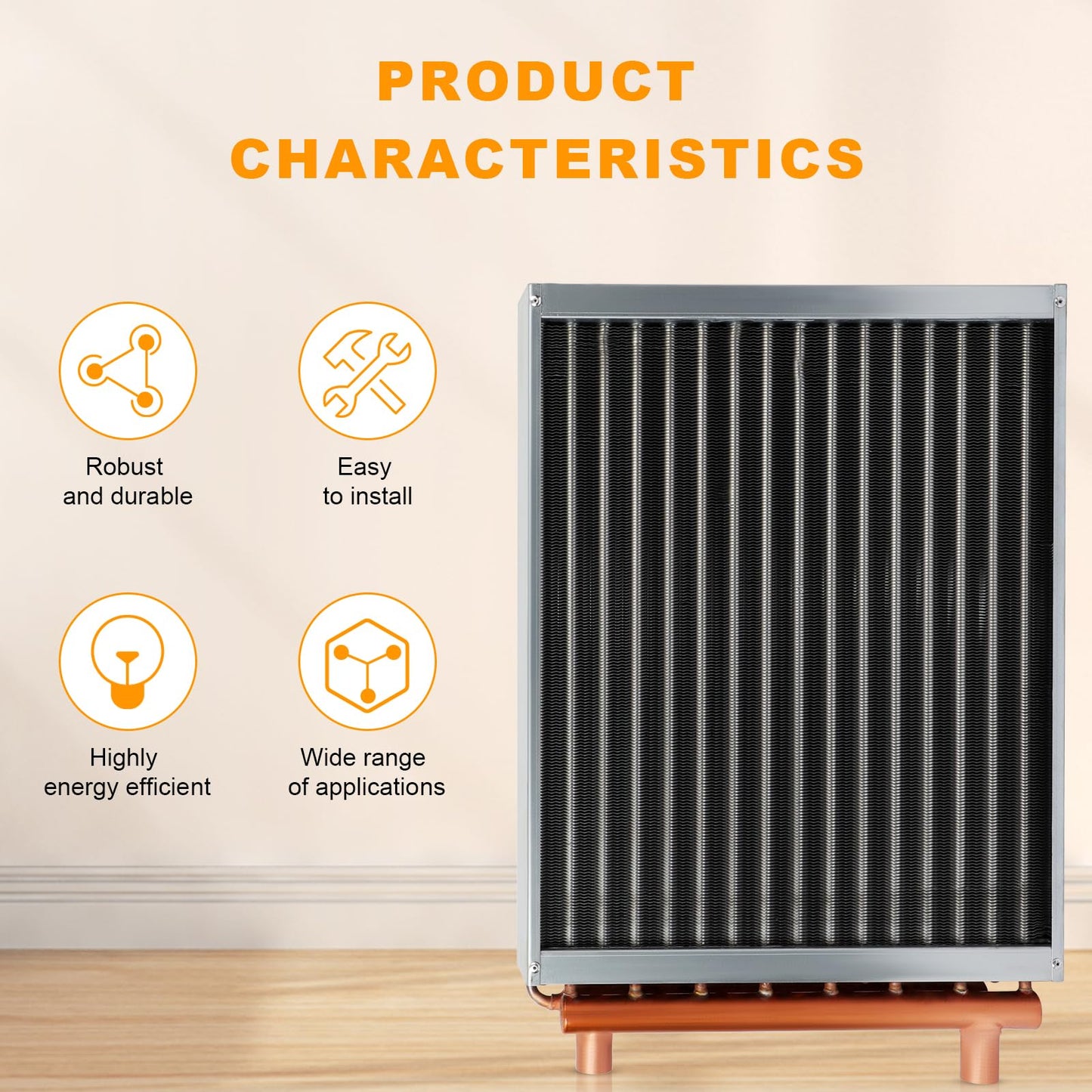 16x18 Heat Exchanger Water To Air With Copper Ports for Hot Air Wood Furnace Plenum And Hydronic Heating