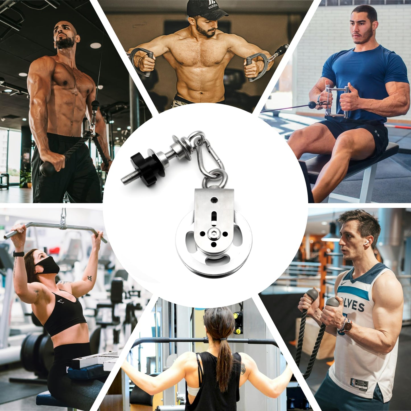 Vatemechie Heavy-Duty Power Rack Attachments, Quick-Install Home Gym Accessories for 2x2, 2x3 & 3x3 Power Racks, Fits 1/2", 5/8" & 1" Holes (Power Rack Attachments with Pulley Wheel)