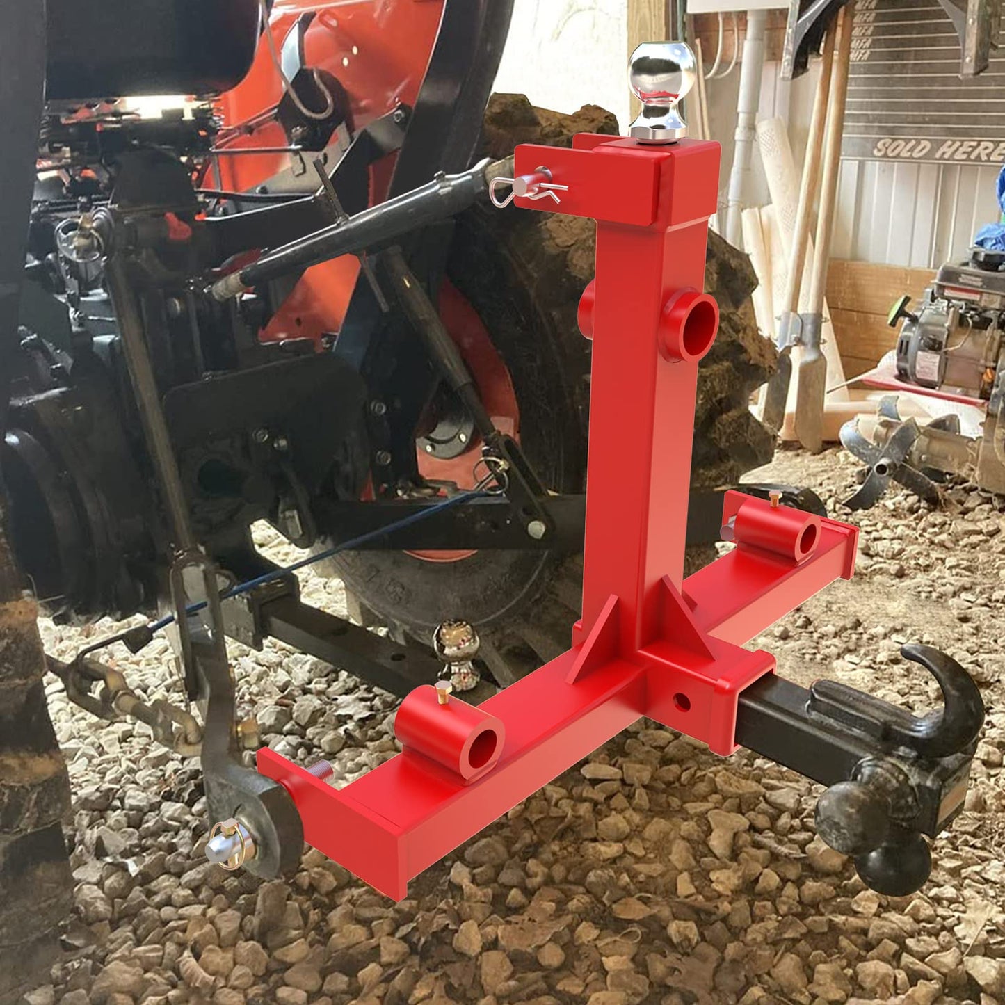 Sulythw 3 Point Hitch Attachment, 3pt Quick Trailer Hitch 2" Receiver Category 1 Attachment, 3000lbs Capacity with Trailer 2-5/16" Ball Gooseneck 3 Point Hitch Receiver Tractor Tow Drawbar
