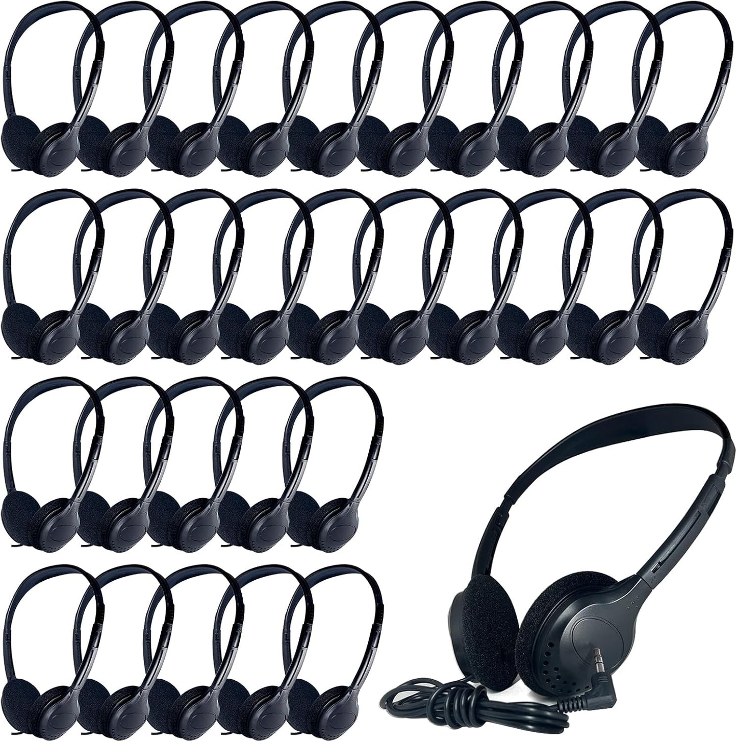 20 Pack Set 3.5 mm Adults(006 Class Headphones for Kids Students School Classroom Bulk Earphones Adjustable with Jack