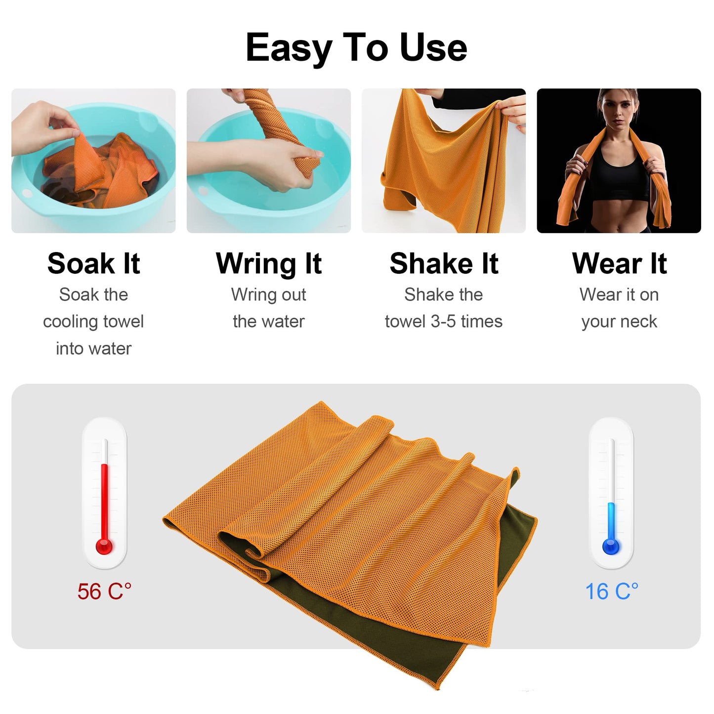 Ailawuu Cooling Towels 6Pack,Ice Towel for Neck and Face,Soft Breathable Chilly Microfiber Towel for Hot Weather,Camping,Workout,Sports,Yoga,Golf,Gym,Fitness