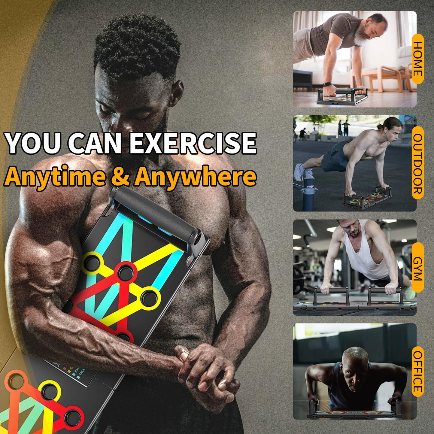 Push Up Board Exercise & Fitness Portable Foldable Strength Training Pushup Stands Home Workout Equipment Multi-Functional Fitness Floor Chest Muscle Exercise for Man and Women