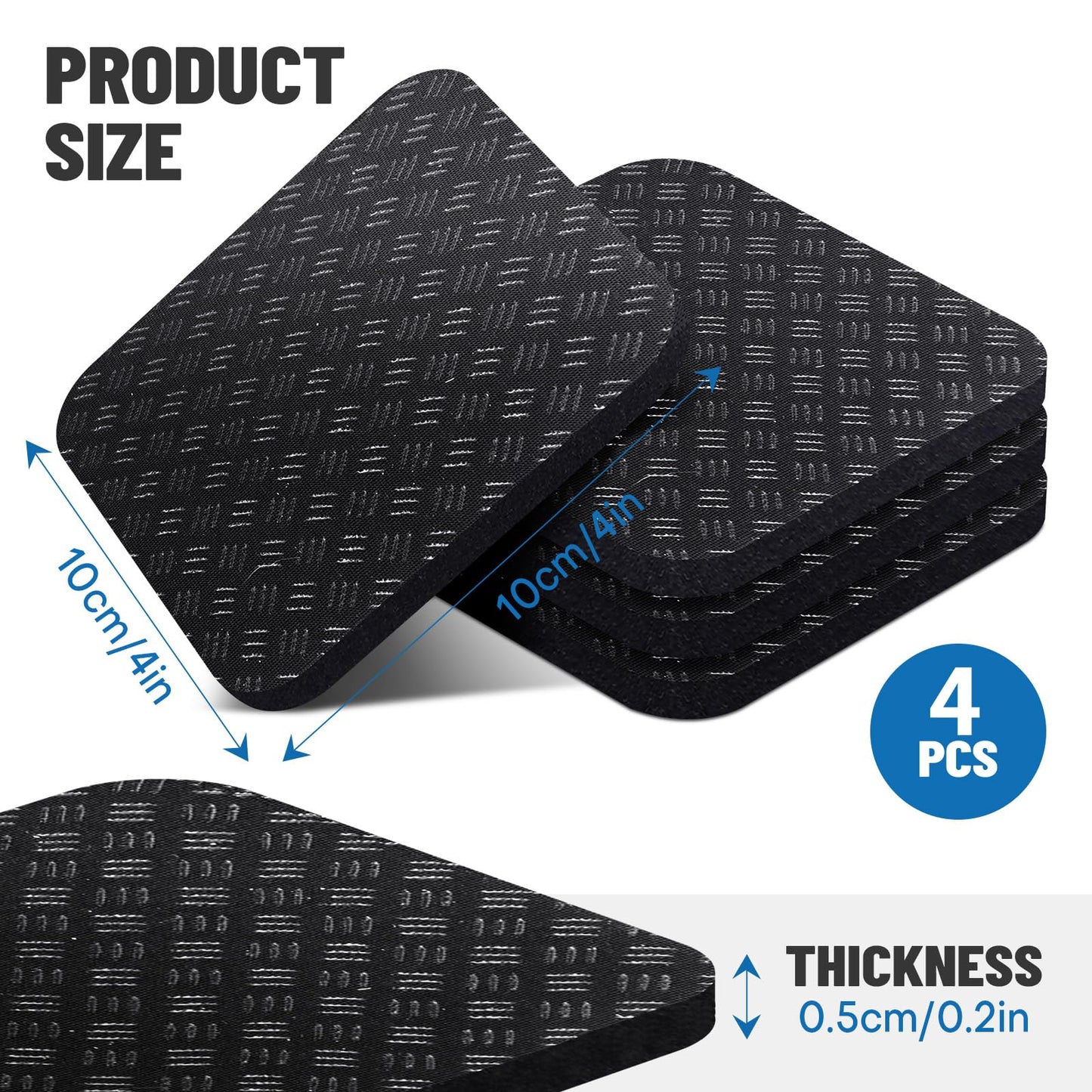 Rolitwils Treadmill Mat Pads 4PCS - Double-Sided Non-Slip - Anti Vibration Mat for Treadmill, Walking Pad, Exercise Bike - Hardwood Floors Protection