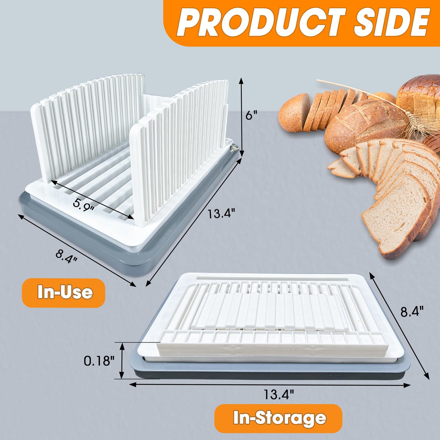 New Upgrade Bread Slicer for Homemade Bread, Adjustable Width Bread Slicer Guide with Crumb Tray, Foldable and Compact Design, Perfect For Homemade Bread, Bagels, Cakes, Easy To Use & Clean
