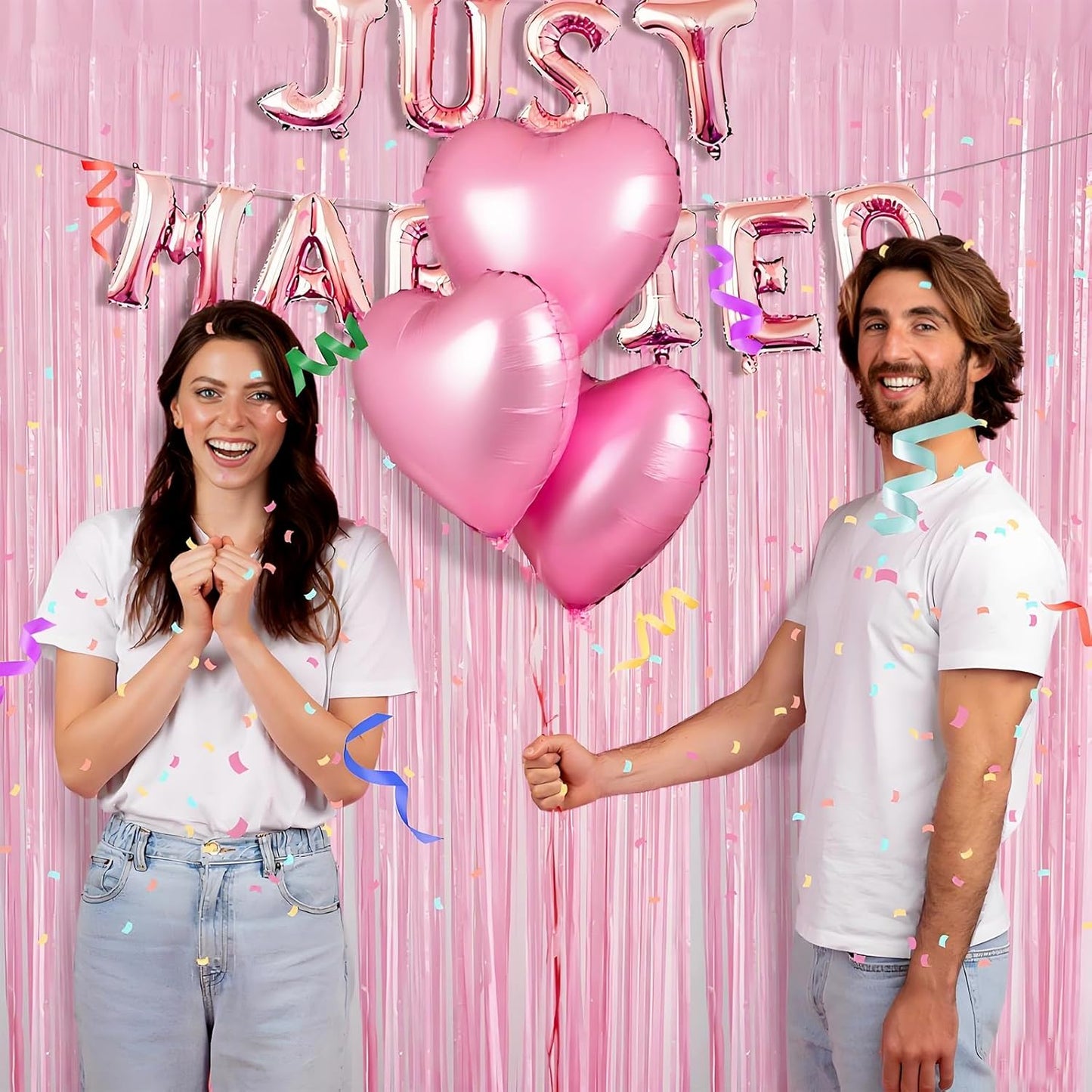 Pastel Pink Foil Fringe Curtain Backdrop - 3.3x8.2ft Party Decorations | Perfect for Birthdays & Celebrations