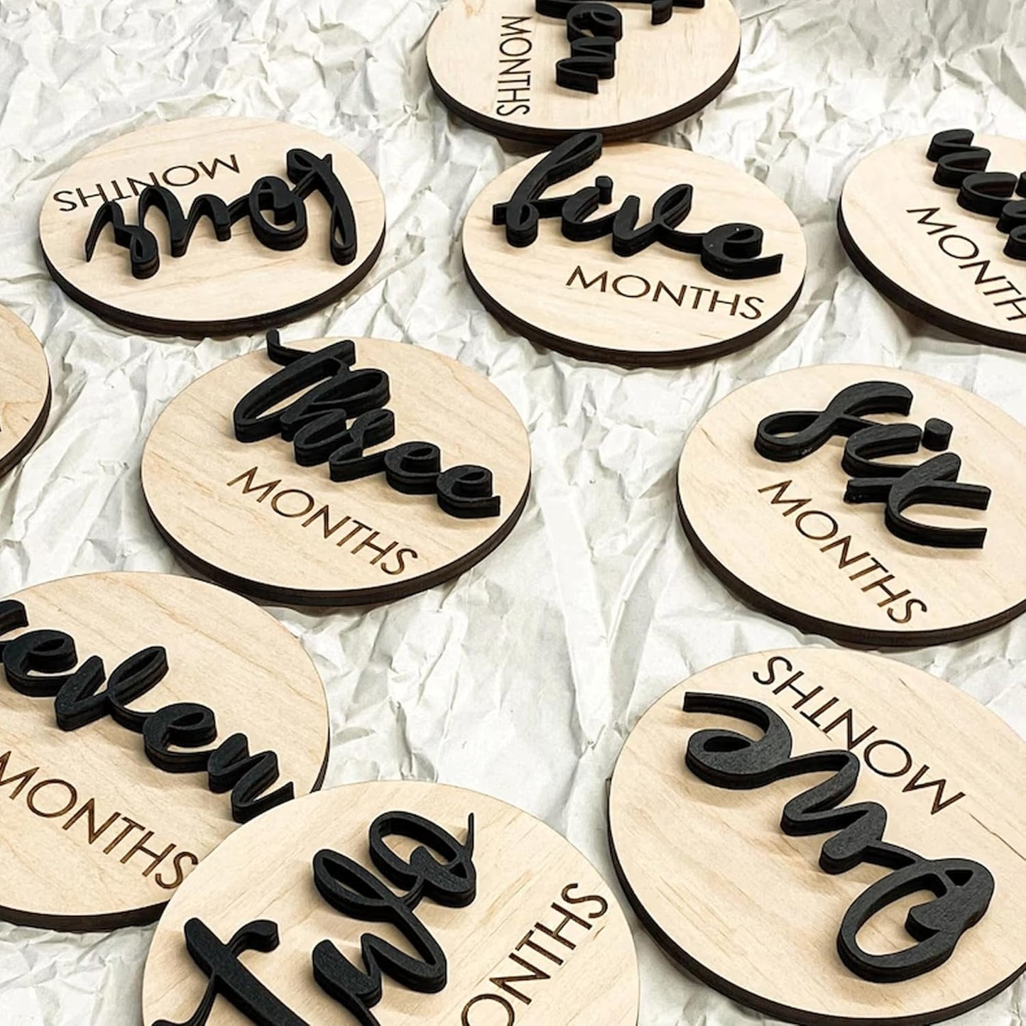 (S001) Baby Monthly Milestone, Wooden Baby Milestone Signs, Monthly Milestone Wood Discs, Baby Milestone Discs