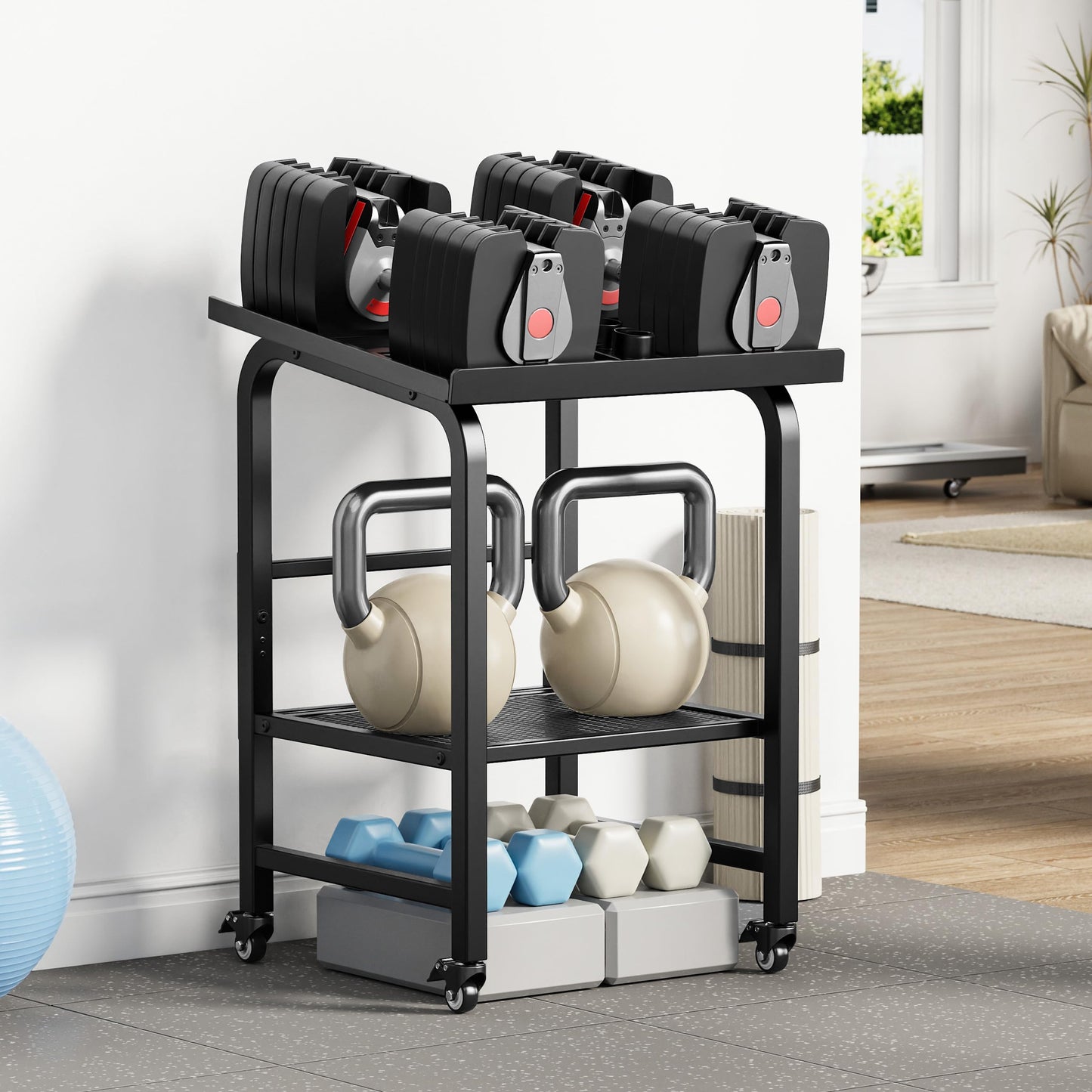 Dumbbell Stand Fits For Adjustable Weights Dumbbell Rack With Wheels 500lbs Loading（Rack Only）