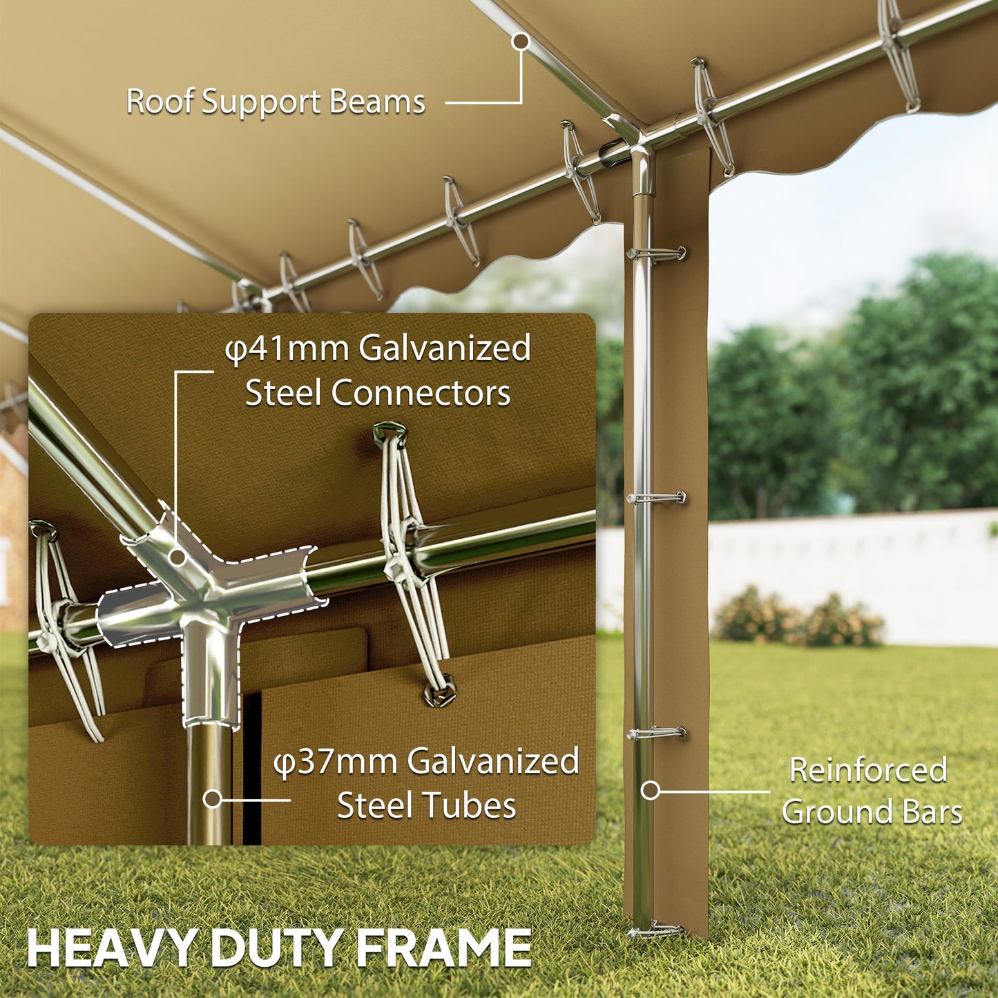 Outsunny 20' x 40' Heavy Duty Party Tent, Galvanized Outdoor Canopy Tent Large Event Shelter with Removable Sidewalls, 12 Windows and 2 Doors, Tents for Parties, Wedding, Events, BBQ Grill, Brown
