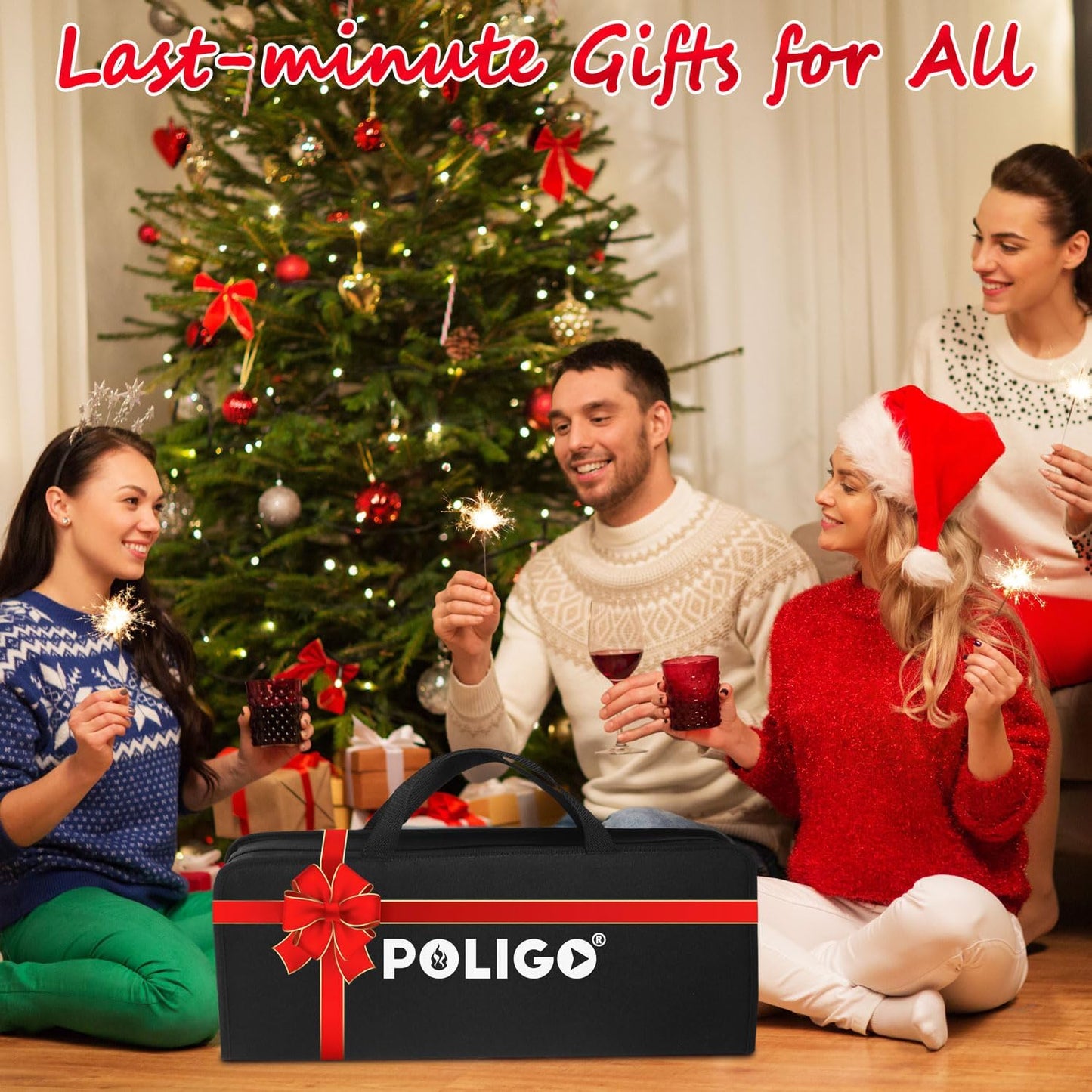 POLIGO BBQ Grill Accessories Set - 29 PCS Stainless Steel Tools with Storage Bag | Perfect Grilling Gifts for Men, Black
