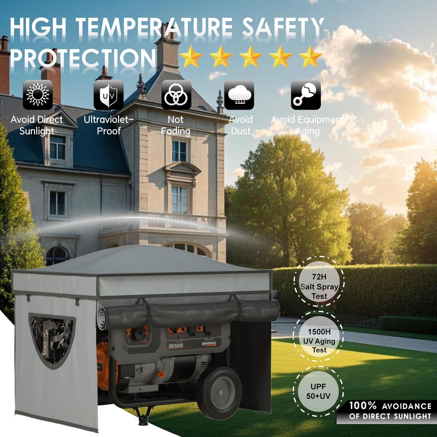 Generator Tent Cover with Bracket,Generator Covers While Running,Rooftop Design,No Water Accumulation,100% Waterproof Heavy Duty Tarps Generator Tent,38 "x28 " x27 ",Gray.