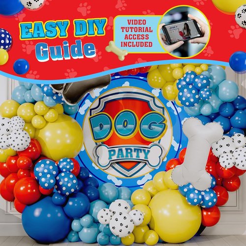 ALL-IN-1 Paw Balloons Garland Arch Kit - Bonus Dog Bone & Paw Print Balloons for Birthday Decor | Perfect for 3rd Birthday Party