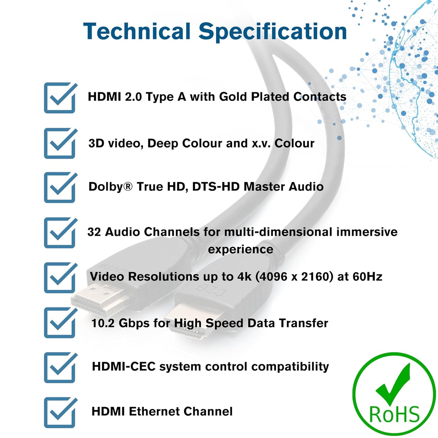 4ft (1.2m) C2G 4K 60Hz Core Series High Speed HDMITM Cable with Ethernet