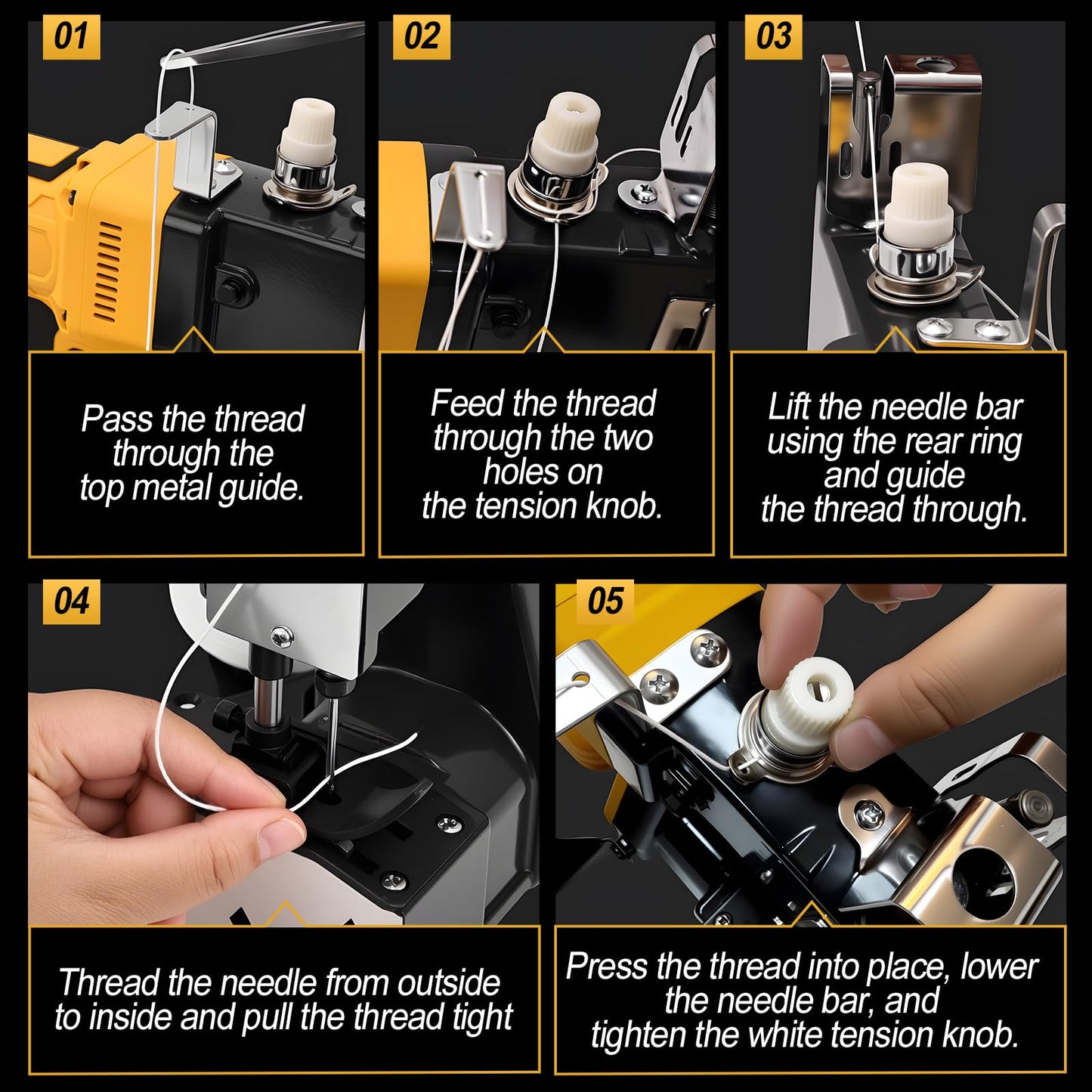 CAMXTOOL Cordless Bag Sewing Machine Compatible with Dewalt 20V Max Battery, Auto Heavy-duty Bag Closing Machine, Portable Industrial Bag Sewer for Sack Woven Bag Kraft Paper Bag Sealing, Tool Only