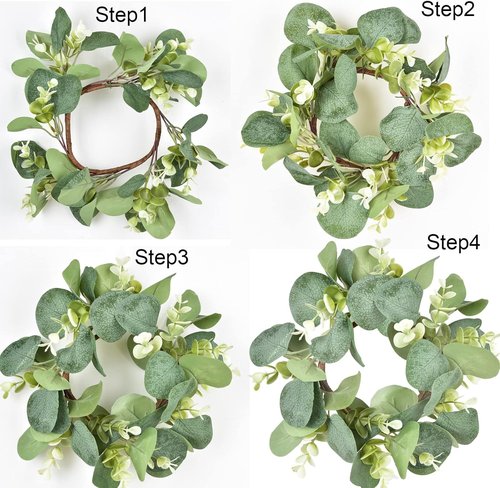 LSKYTOP Eucalyptus Faux Wreaths - 2 Pcs Artificial Greenery for Farmhouse Decor | 9 Inch Each