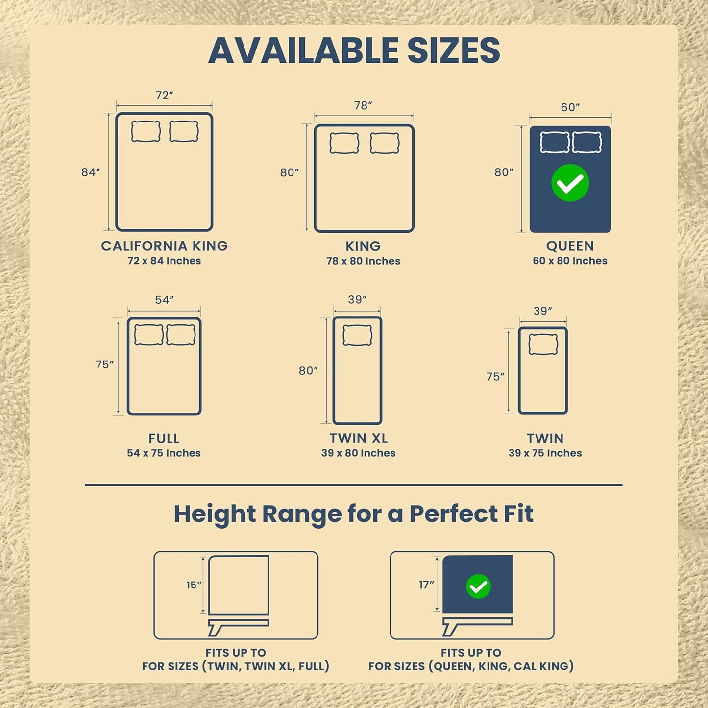 Queen Size Mattress Protector Waterproof, Premium 200 GSM Terry Mattress Cover, Soft & Breathable Bed Cover, Fitted Sheet Style Stretchable Deep Pockets 17" by Utopia Bedding (Beige)