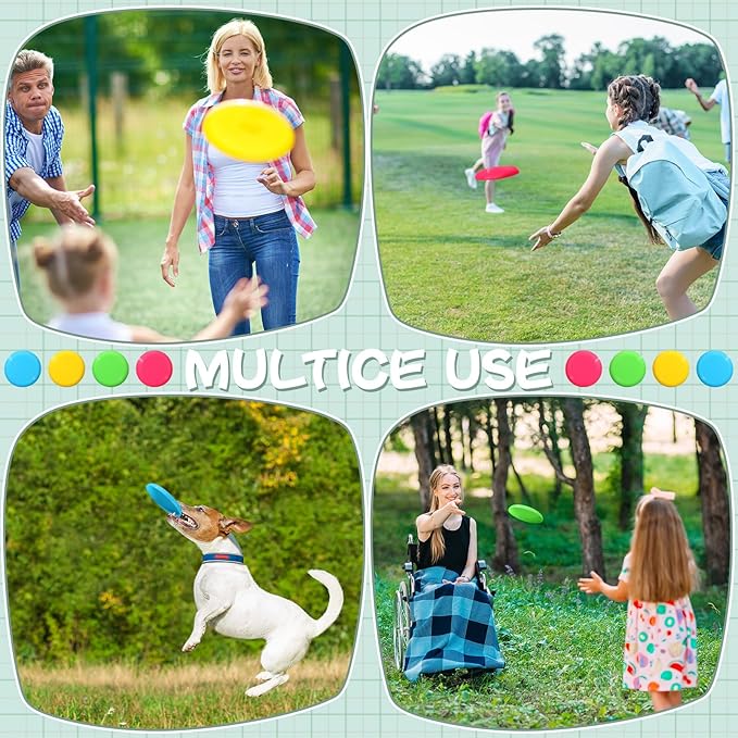 Hiboom Kids Flying Discs 3.4 Inch Mini Classic Flying Disks Bulk Soft Flyer Toy for Outdoor Pets Dog Yard Lawn Games Party Kindergarten Teaching Favors, 4 Colors