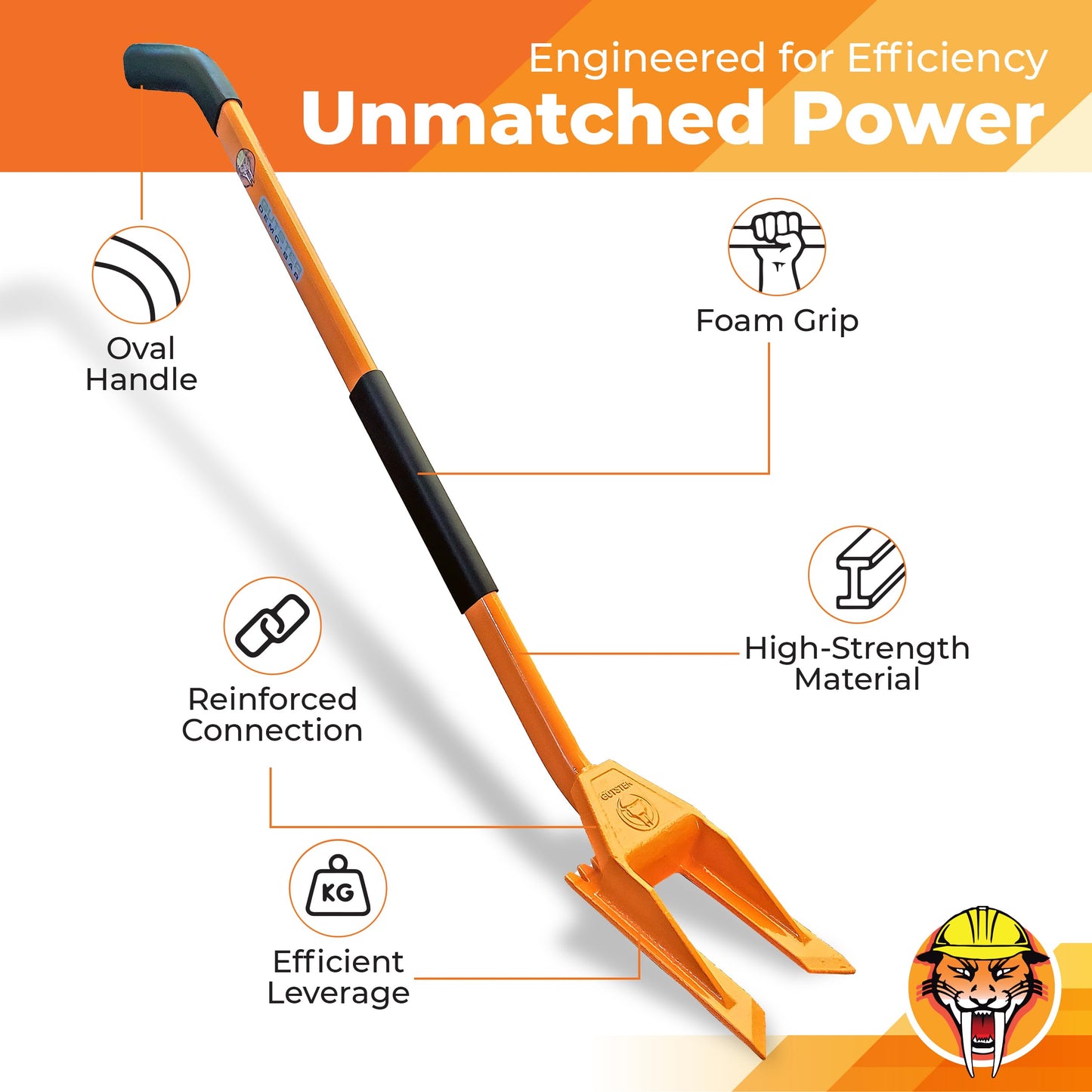 Gutster 48” Demolition Pry Bar & Crowbar – Oval Handle Wrecking Bar for Ceiling & Wall Demo – Heavy Duty Nail Puller Tool for Contractors, Firefighters & Home Renovations