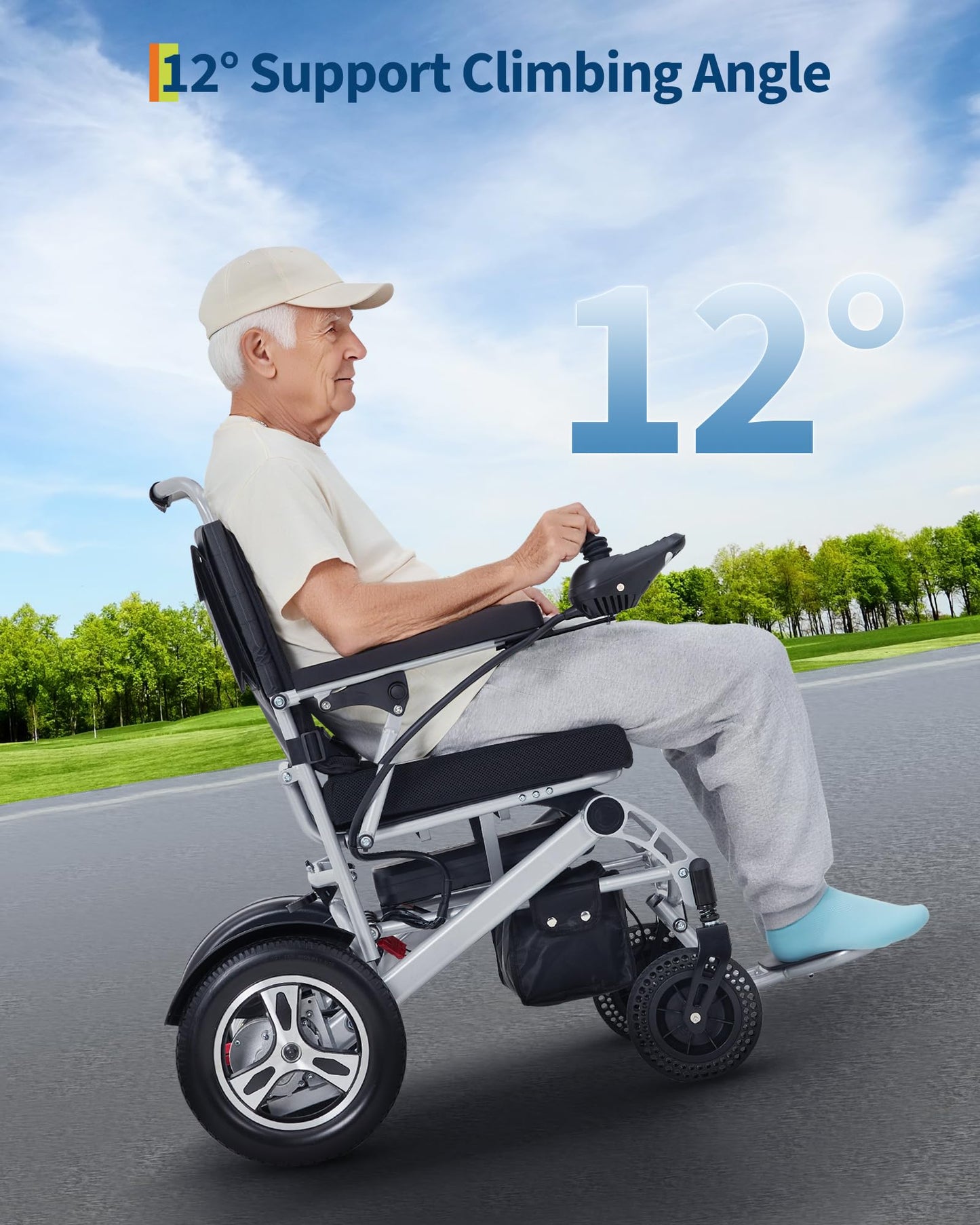 GarveeLife Electric Wheelchair for Adults, 30 Mile Range & Foldable, 330 LB Capacity, 2X 12Ah 24V Battery, Lightweight All Terrain Mobility Chair, Airline Approved