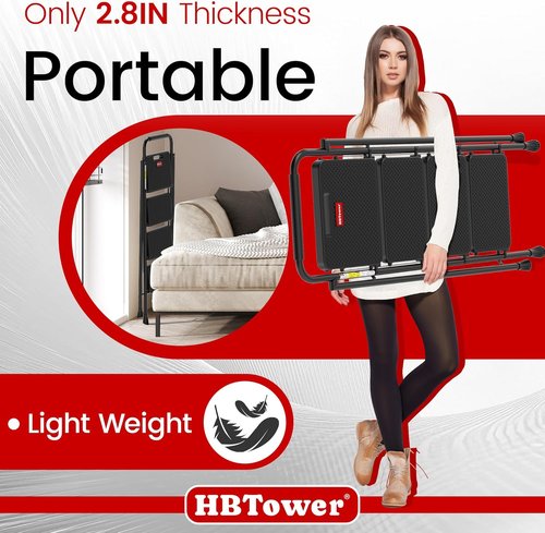 HBTower Step Ladder - Foldable 4-Step Stool with Wide Anti-Slip Pedal for Safe Home Use