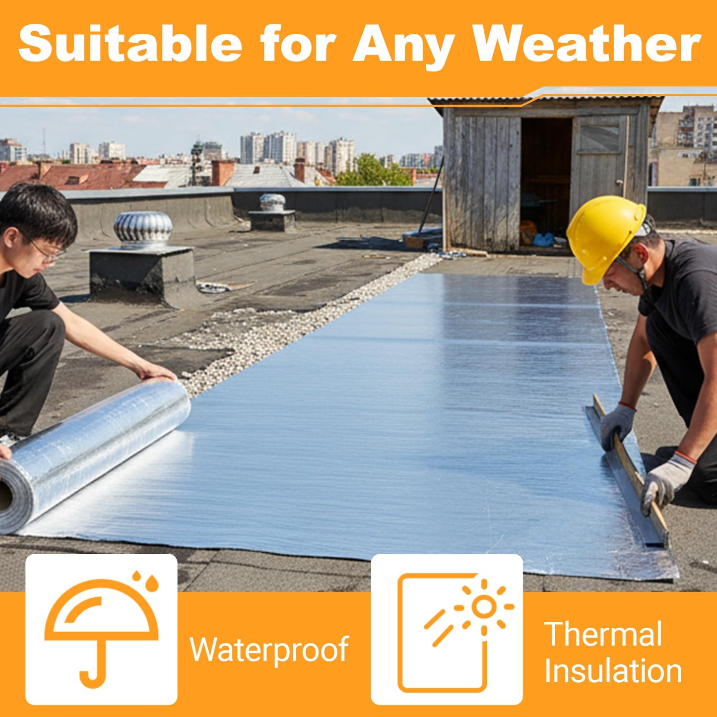 foriy Waterproofing Membrane 39.6in x 196.9in Self-Adhesive Roofing Felt, Bitumen Waterproof Repair Tape Roof Underlayment Protector Roll Patch Seal Tape Roof Cladding for Roof Leak (3.3x16.4ft)