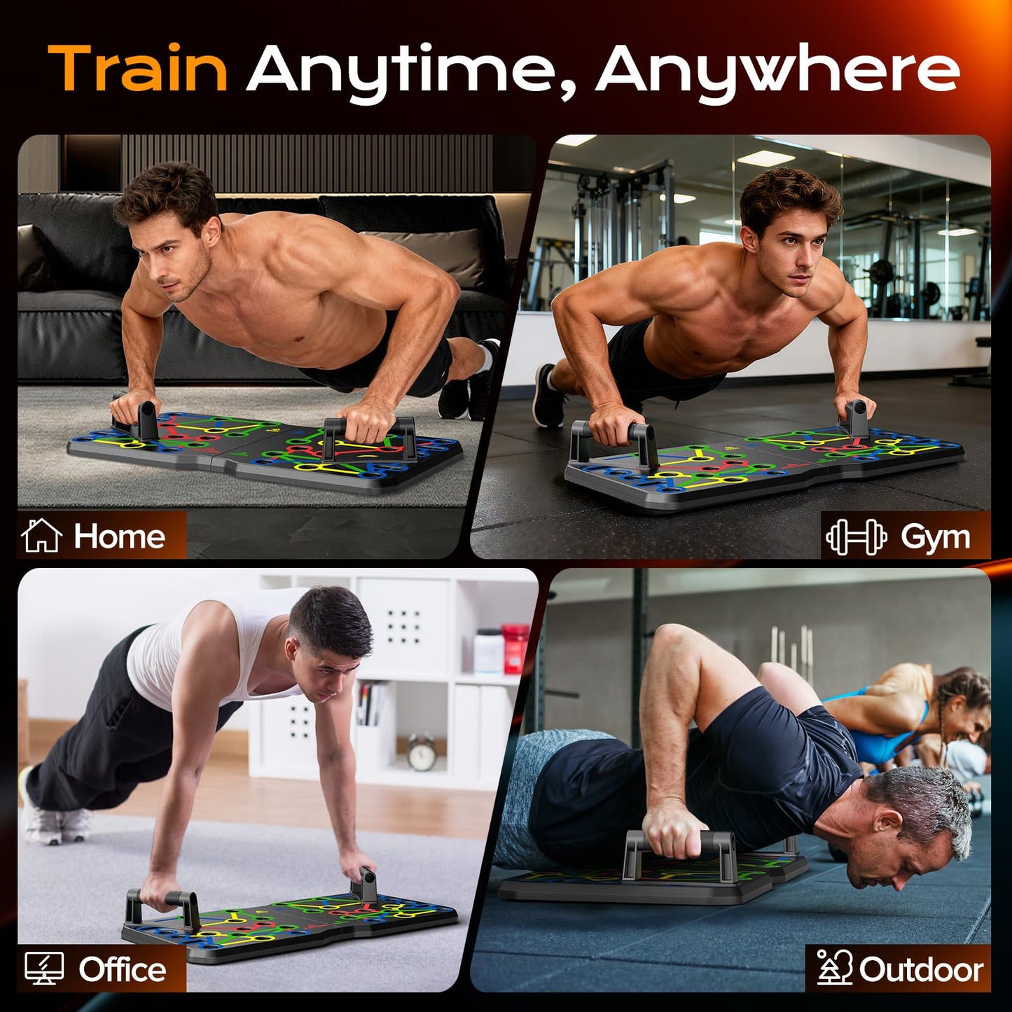 AERLANG Extra Large Push Up Board 26.2" x 13.8", Portable 30-in-2 Workout Set for Push Up, Multi-functional Pushup Stands for Strength Training, Fat Burning Push Up Bar for Home Gym