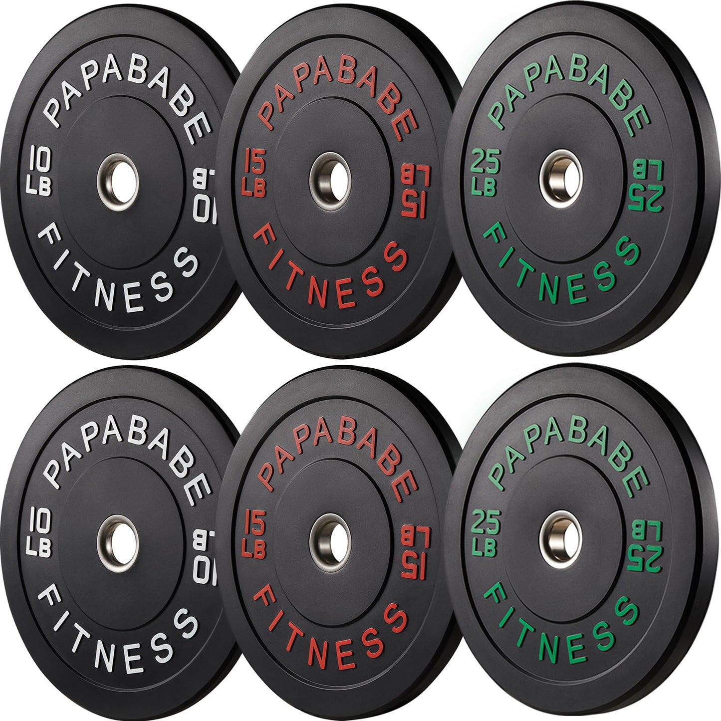 PAPABABE Strength Training Bumper Plates 100lb Set Olympic Weight Plates Rubber Bumper Plates with Steel Insert Home Gym Workout Weights Plates 2 Inch Barbell Weights For General Fitness