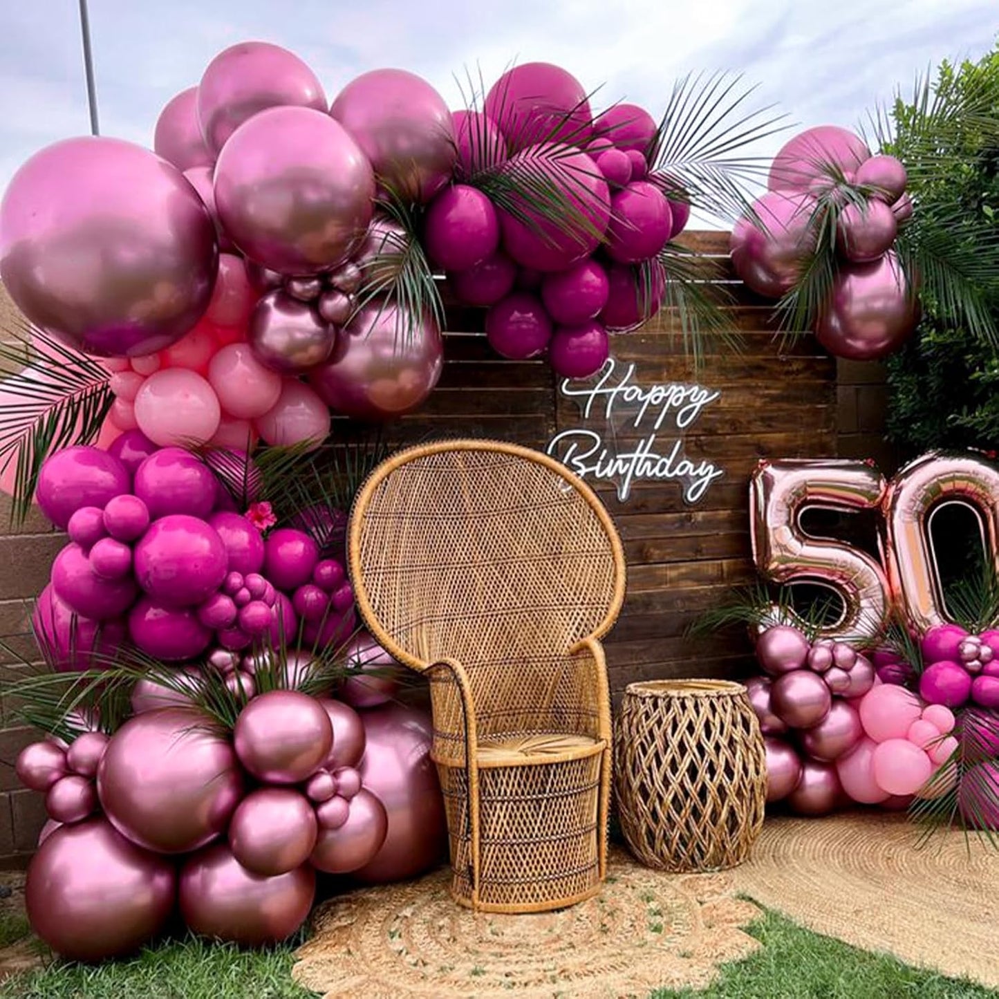 PartyWoo 36-Inch Metallic Pink Balloons - Jumbo Latex Balloons for Birthday & Wedding Decor | 4 Pcs