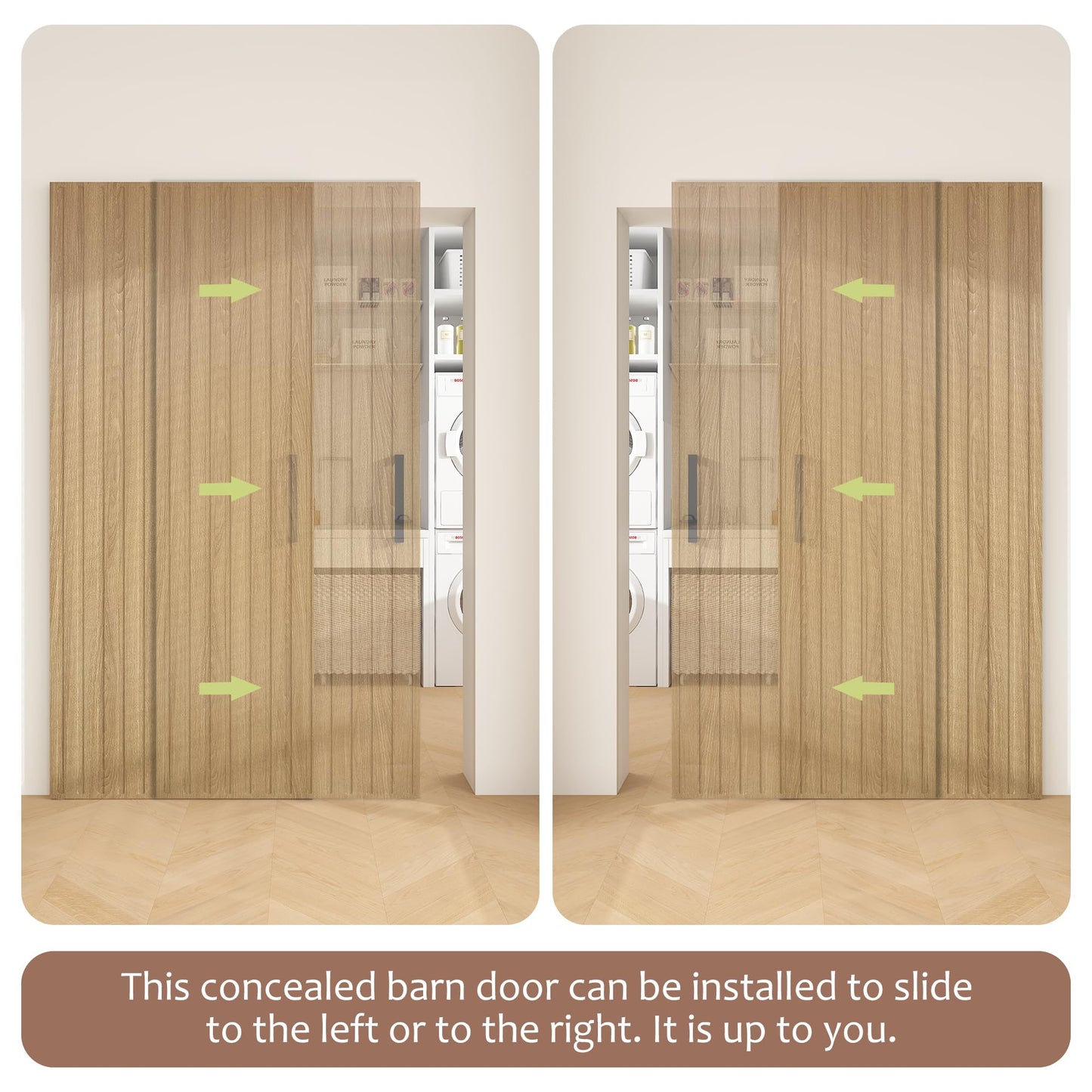 JUBEST 42"x84" Concealed Sliding Barn Door with Soft Close Hardware Kit, Light Brown Hidden Door for Opening 38"-40"x80", Waterproof and Modern, Smooth Sliding, for Interior Using, Widely Used