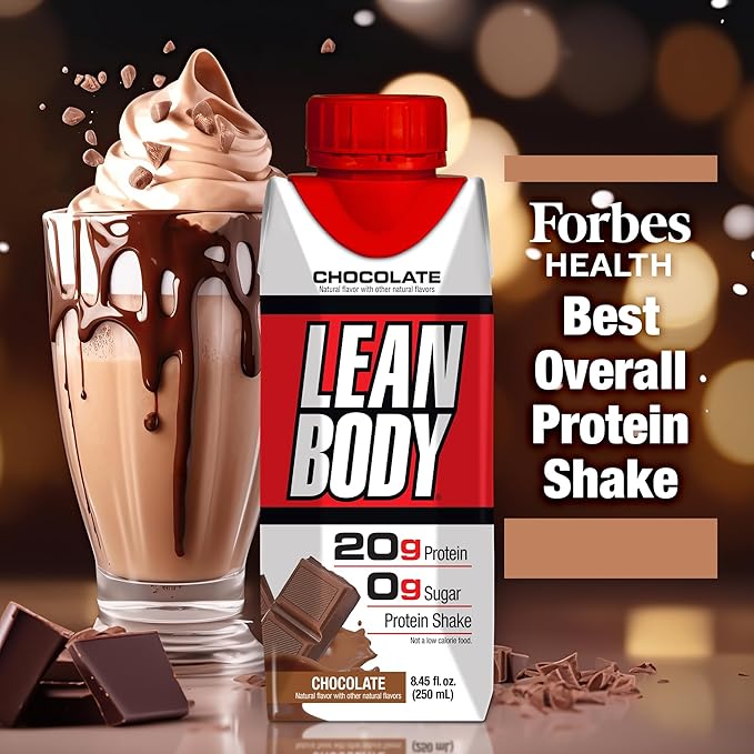 LABRADA NUTRITION - Lean Body RTD Whey Protein Shake, Convenient On-The-Go Meal Replacement Shake for Men & Women, 20 grams of Protein ??Zero Sugar, Lactose & Gluten Free, Chocolate (Pack of 16)