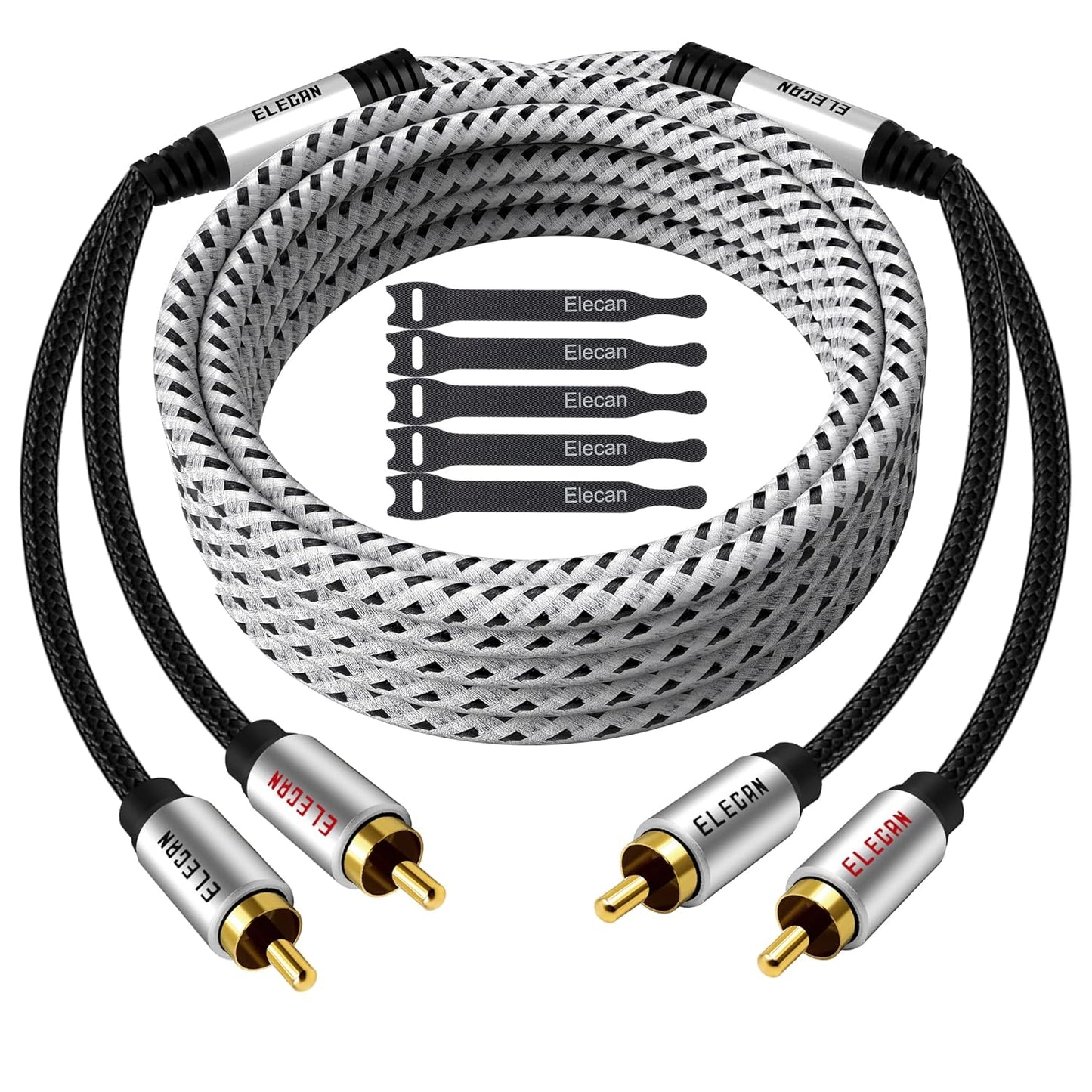 30 Sound-16 2 2 Elecan Premium RCA Cable Ft (Hi-Fi AWG-Shielded) RCA Male to RCA Male Stereo Audio Cable, Gold