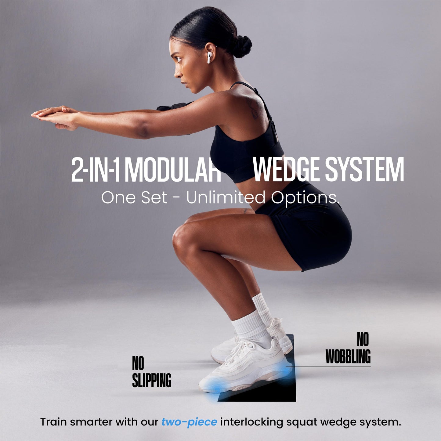 WABIWAY Squat Wedge Block – 2-in-1 Heel Elevated Slant Board for Squats & Calf Raises – Lightweight, Non-Slip EVA, Portable Workout Wedge for Strength & Recovery
