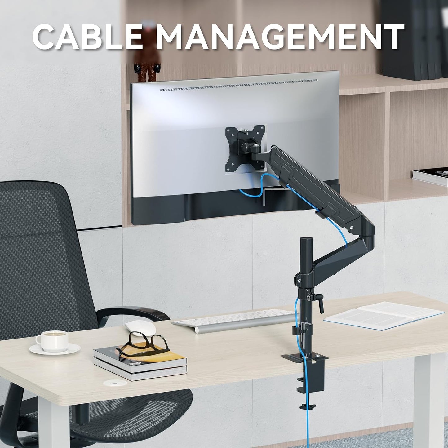 Rosewill 15-32 inch 19.8lb, Single Adjustable Monitor Arm Desk Mount Fits Screen, Holds Gas Spring Monitor Stand, Full